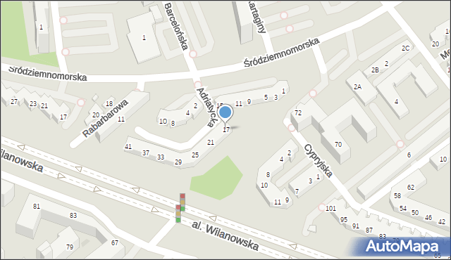 Warszawa, Adriatycka, 17, mapa Warszawy