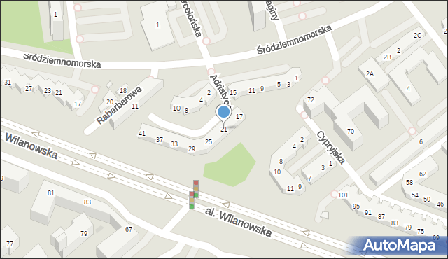 Warszawa, Adriatycka, 21, mapa Warszawy