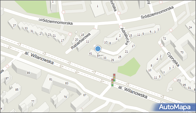 Warszawa, Adriatycka, 37, mapa Warszawy