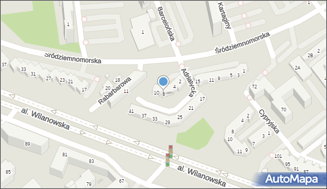 Warszawa, Adriatycka, 8, mapa Warszawy