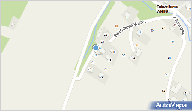 Żeleźnikowa Wielka, Adamczyka Bolesława, prof., 18, mapa Żeleźnikowa Wielka