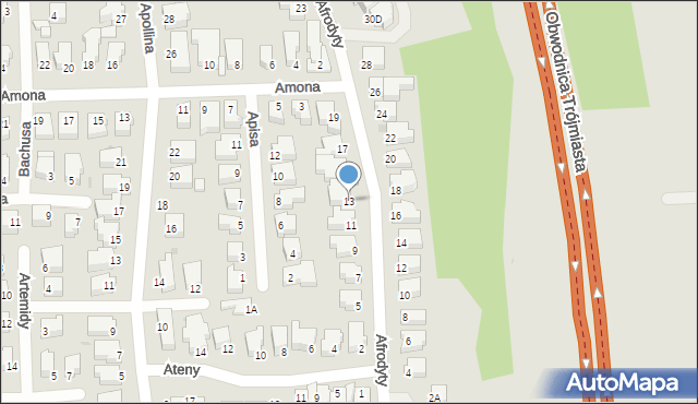 Gdynia, Afrodyty, 13, mapa Gdyni