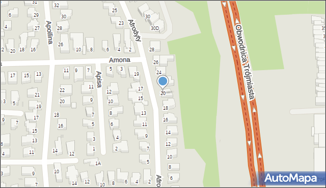 Gdynia, Afrodyty, 20, mapa Gdyni