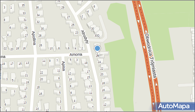 Gdynia, Afrodyty, 26, mapa Gdyni