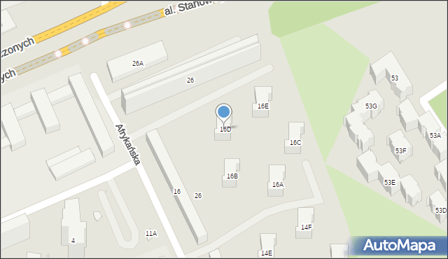 Warszawa, Afrykańska, 16D, mapa Warszawy