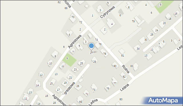 Dąbrowa, Agrestowa, 27, mapa Dąbrowa