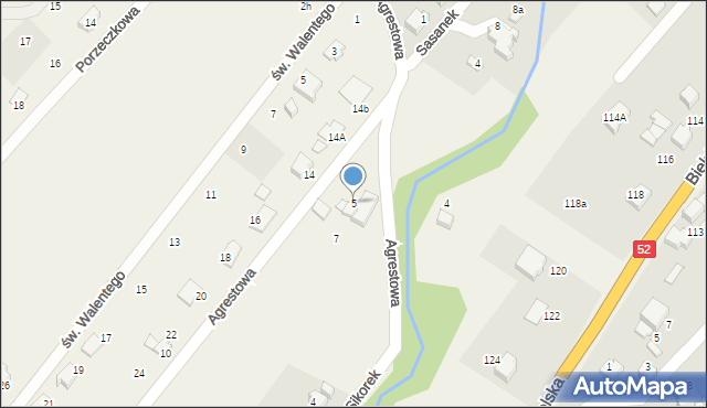 Kozy, Agrestowa, 5, mapa Kozy