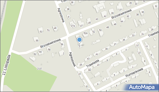 Łódź, Agrestowa, 1, mapa Łodzi