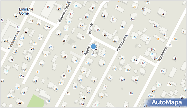 Łomianki, Agawy, 21, mapa Łomianki