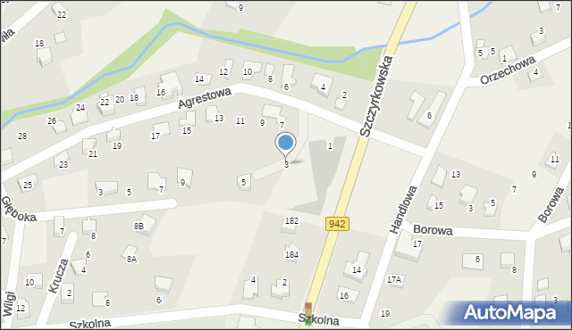 Meszna, Agrestowa, 3, mapa Meszna