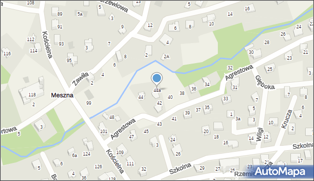 Meszna, Agrestowa, 44a, mapa Meszna
