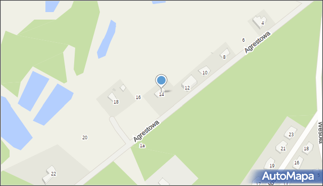 Osiek nad Wisłą, Agrestowa, 14, mapa Osiek nad Wisłą