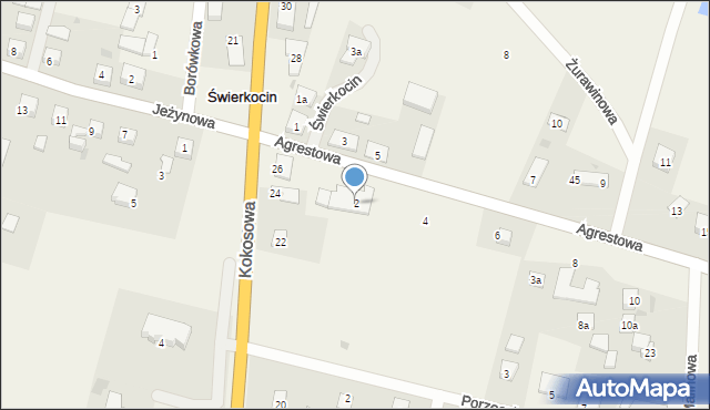 Świerkocin, Agrestowa, 2, mapa Świerkocin