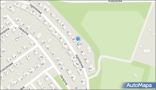 Wrocław, Agrestowa, 52, mapa Wrocławia