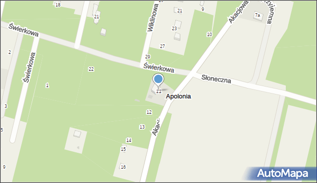 Apolonia, Akacjowa, 11, mapa Apolonia