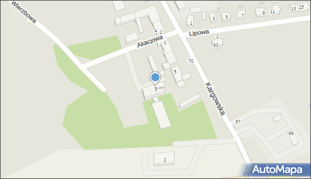 Babimost, Akacjowa, 3, mapa Babimost