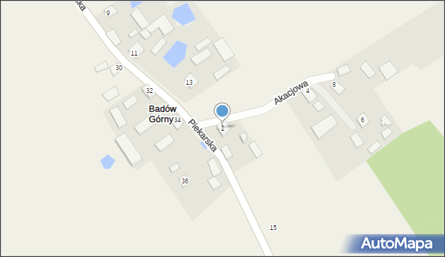 Badów Górny, Akacjowa, 2, mapa Badów Górny