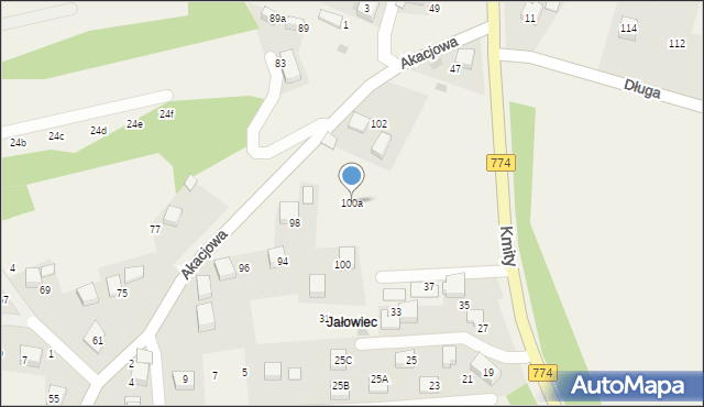 Balice, Akacjowa, 100a, mapa Balice