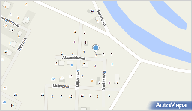 Baranowo, Aksamitkowa, 3, mapa Baranowo