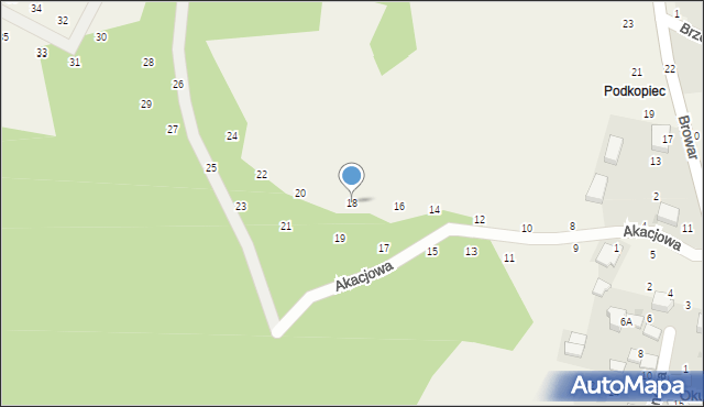 Będkowice, Akacjowa, 18, mapa Będkowice