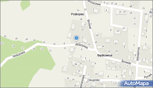 Będkowice, Akacjowa, 6, mapa Będkowice