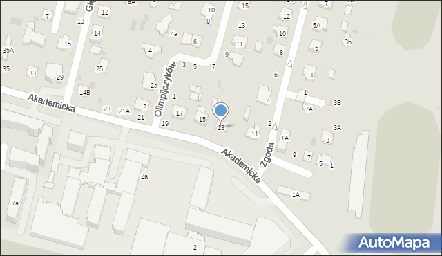 Biała Podlaska, Akademicka, 13, mapa Białej Podlaskiej