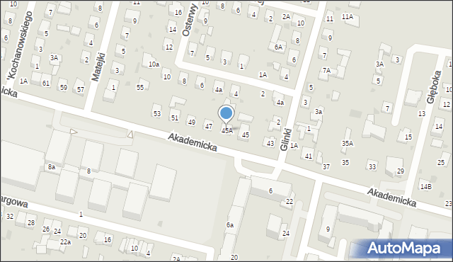 Biała Podlaska, Akademicka, 45A, mapa Białej Podlaskiej