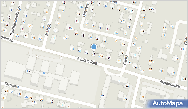 Biała Podlaska, Akademicka, 47, mapa Białej Podlaskiej