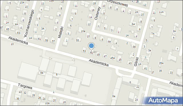 Biała Podlaska, Akademicka, 51, mapa Białej Podlaskiej