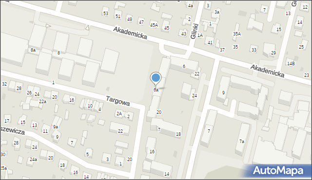 Biała Podlaska, Akademicka, 6a, mapa Białej Podlaskiej