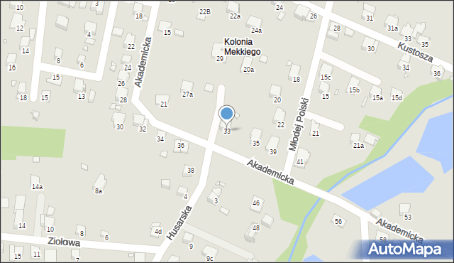 Bielsko-Biała, Akademicka, 33, mapa Bielsko-Białej