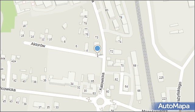 Bielsko-Biała, Aktorów, 2, mapa Bielsko-Białej