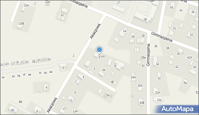Bieniewice, Akacjowa, 1, mapa Bieniewice