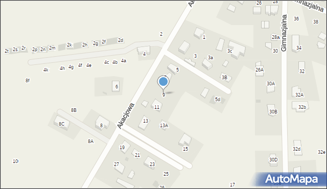 Bieniewice, Akacjowa, 9, mapa Bieniewice