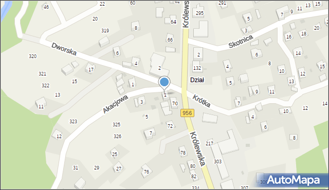 Biertowice, Akacjowa, 1, mapa Biertowice