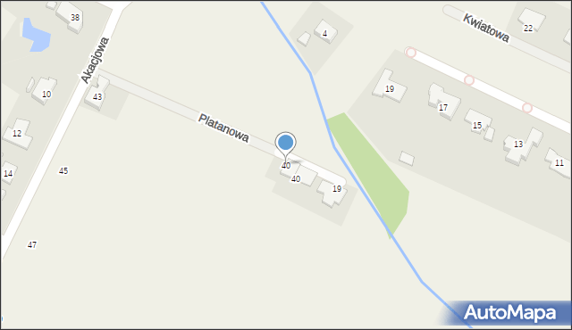Biestrzyków, Akacjowa, 40, mapa Biestrzyków