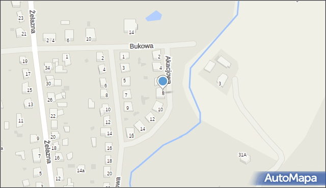 Biskupiec, Akacjowa, 8, mapa Biskupiec