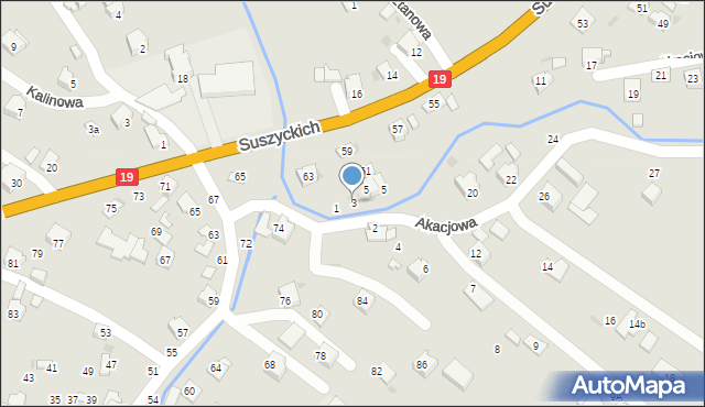 Boguchwała, Akacjowa, 3, mapa Boguchwała