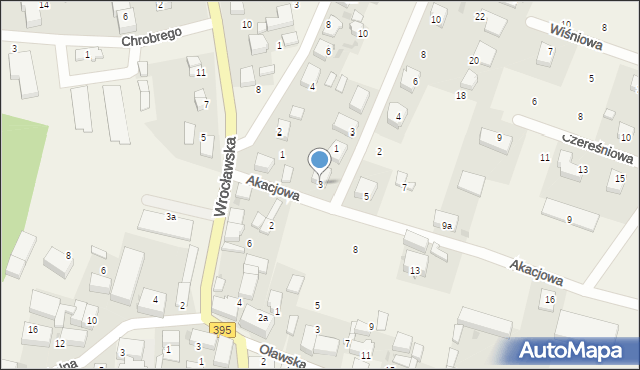 Borek Strzeliński, Akacjowa, 3, mapa Borek Strzeliński