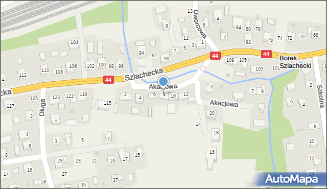 Borek Szlachecki, Akacjowa, 8, mapa Borek Szlachecki