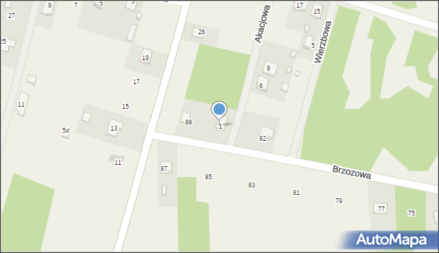 Borków, Akacjowa, 1, mapa Borków