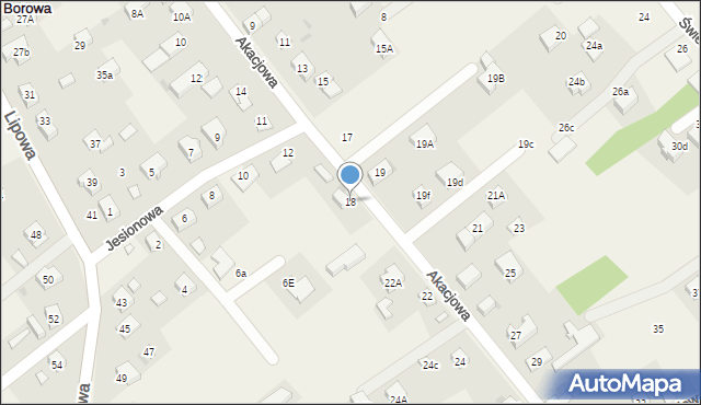 Borowa, Akacjowa, 18, mapa Borowa