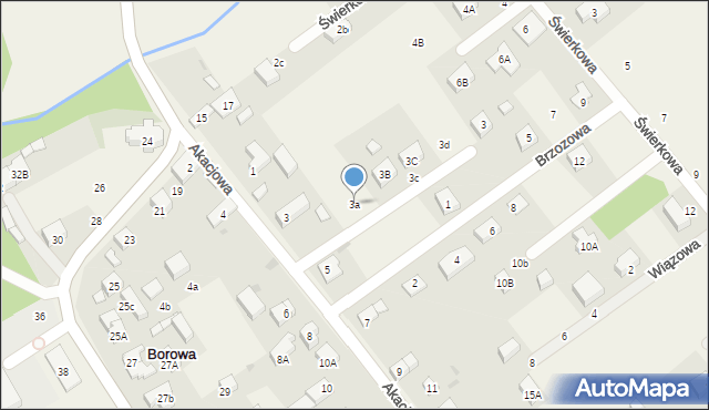Borowa, Akacjowa, 3a, mapa Borowa