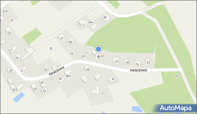Borowa, Akacjowa, 45, mapa Borowa