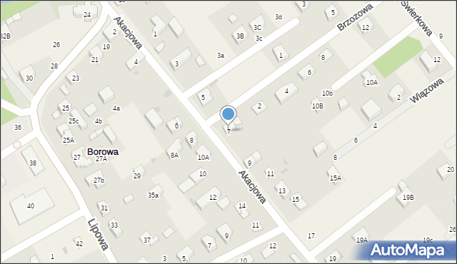 Borowa, Akacjowa, 7, mapa Borowa