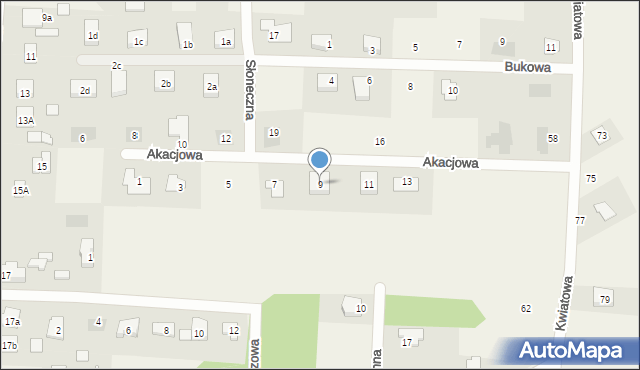 Brzeźno, Akacjowa, 9, mapa Brzeźno