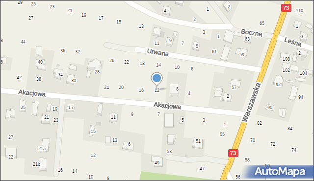 Brzozówka, Akacjowa, 12, mapa Brzozówka