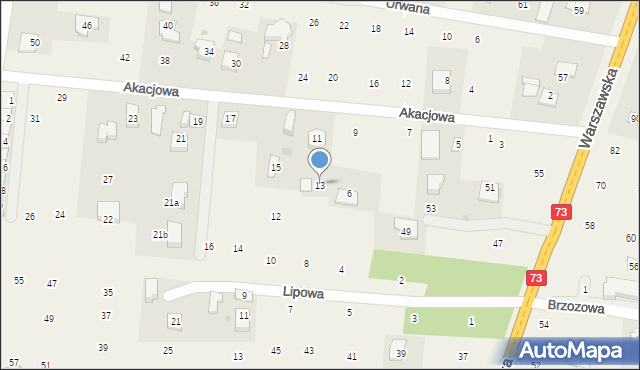 Brzozówka, Akacjowa, 13, mapa Brzozówka