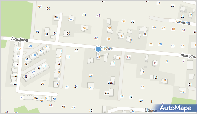 Brzozówka, Akacjowa, 23, mapa Brzozówka