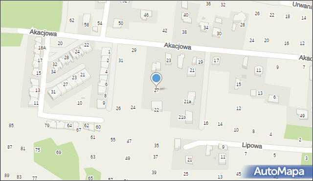 Brzozówka, Akacjowa, 27, mapa Brzozówka